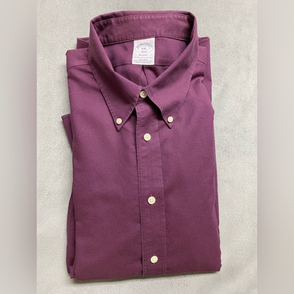 Brooks Brothers Shirt Mens 2XL Maroon Regent Fit Supima Cotton Long Sleeve - Picture 8 of 15